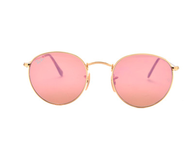 RAY BAN Occhiali da sole colore oro, tondo, lente rosa rb3447n