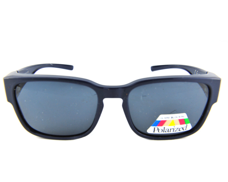 CENTROSTYLE Sovraocchiali da sole colore blu, squadrato, lente nera s0092