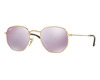 RAY BAN Occhiali da sole colore oro, esagonale, lente viola specchiato