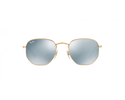 RAY BAN Occhiali da sole colore oro, esagonale, lente grigio specchiato