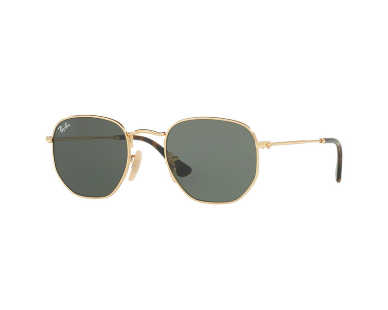 RAY BAN Occhiali da sole colore oro, esagonale, lente verde