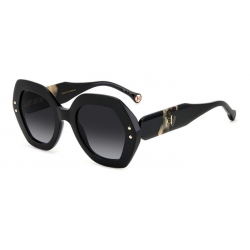 CAROLINA HERRERA Occhiale da sole nero, forma geometrica, lente nera sfumata