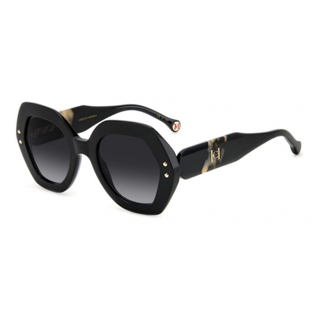 CAROLINA HERRERA Occhiale da sole nero, forma geometrica, lente nera sfumata
