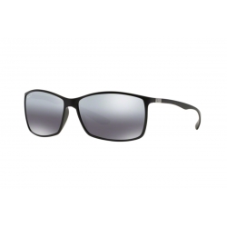 RAY BAN Occhiali da sole avvolgente Liteforce nero opaco, lente argento specchio polarizzato